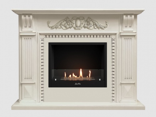 Каминный портал МДФ "Белфаст Люкс 1350" с биокамином Lux Fire "Фаер Бокс 1-25.5" (белый)