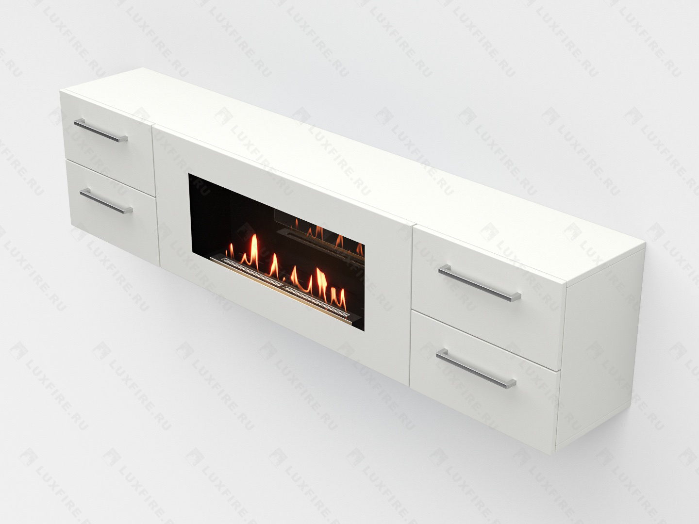 Тумба ТВ Lux Fire "Белая Роза" настенная 1700, с белым биокамином по цене 105 906 руб.