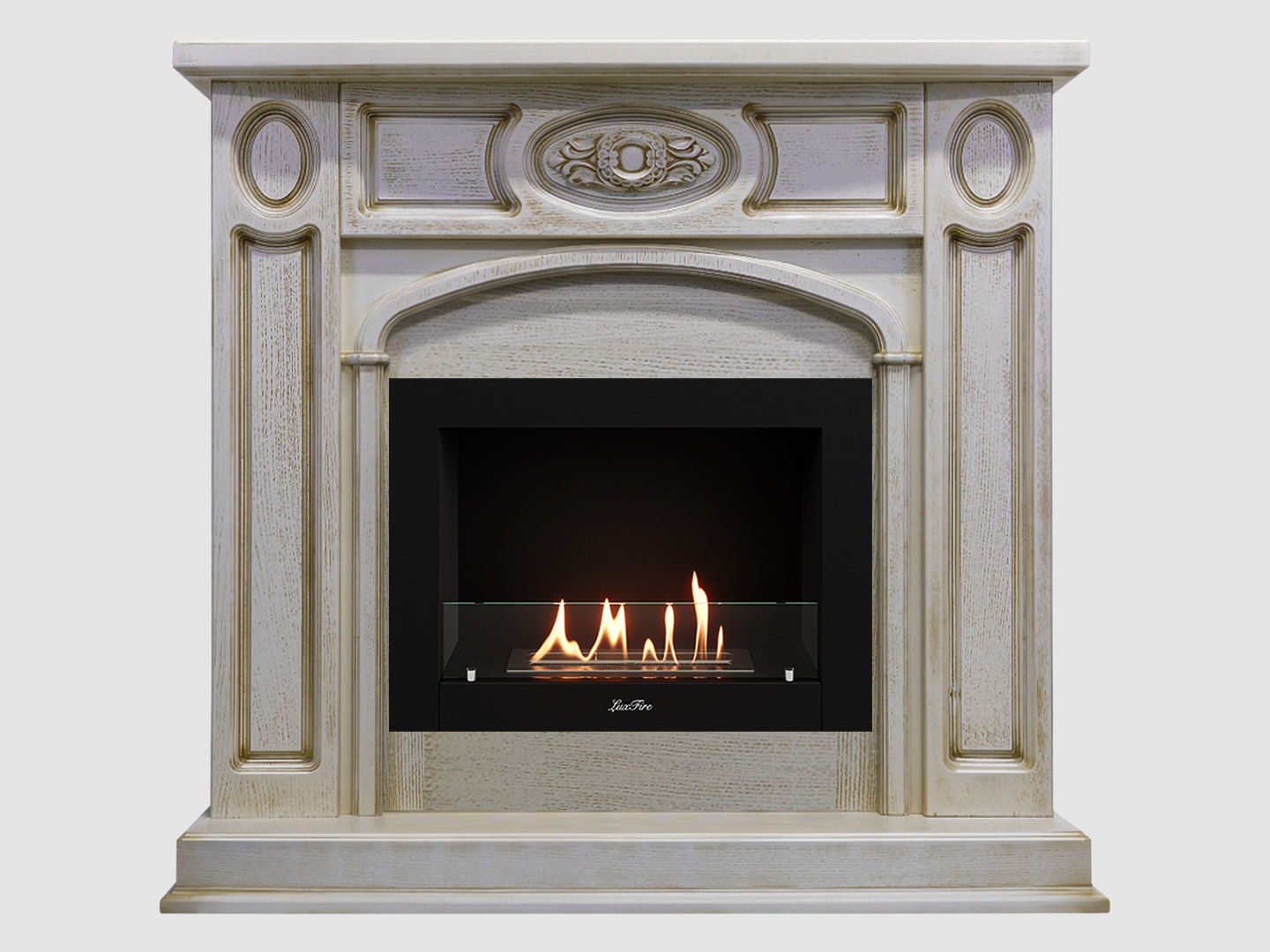 Каминный портал МДФ "Флоренция 1200" с биокамином Lux Fire "Фаер Бокс 2 - 25.5" (бежевый) по цене 75 500 руб.