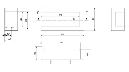 Биокамин Kratki DELTA/L/900 угловая по цене 